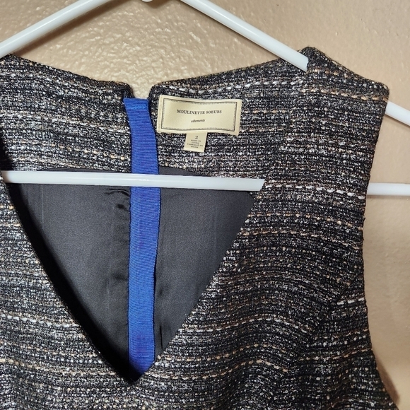 Anthropologie Moulinette Soeurs Metallic Tweed Glissade Sheath Dress-Size 2 - Picture 4 of 10